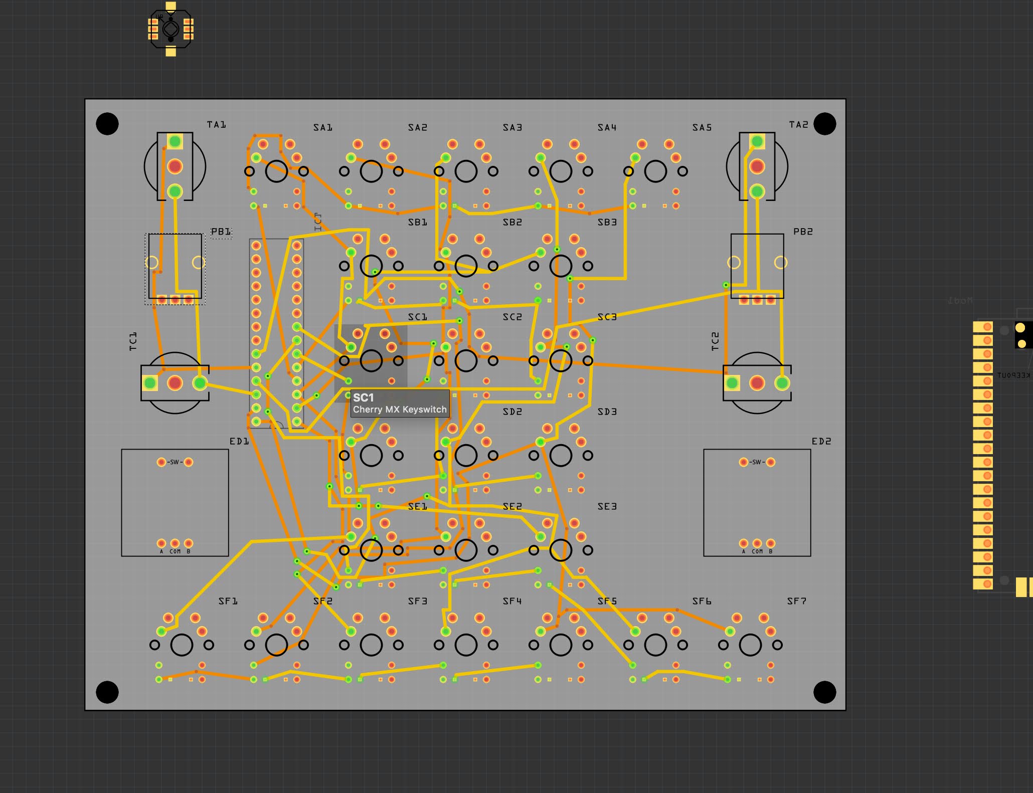 PCB sketch with messy routing