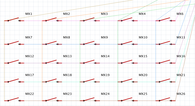 5x5 button matrix schema